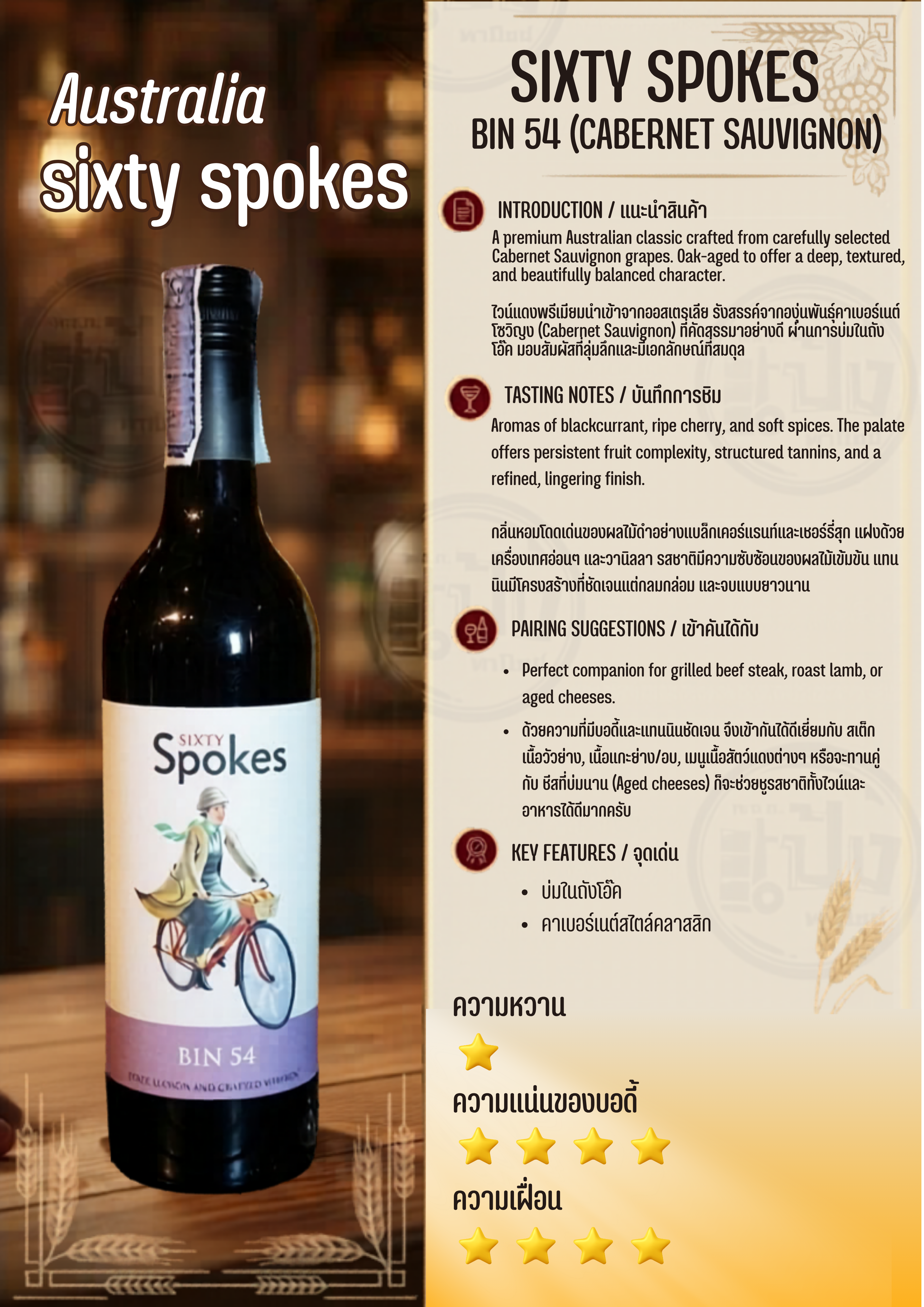 Sixty Spokes Bin 54 red 750ml รูปที่ 2